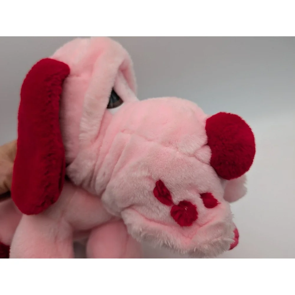 Animal Playthings Plush Dog Pink Red Vintage 1985 Floppy Ears Puppy Toy